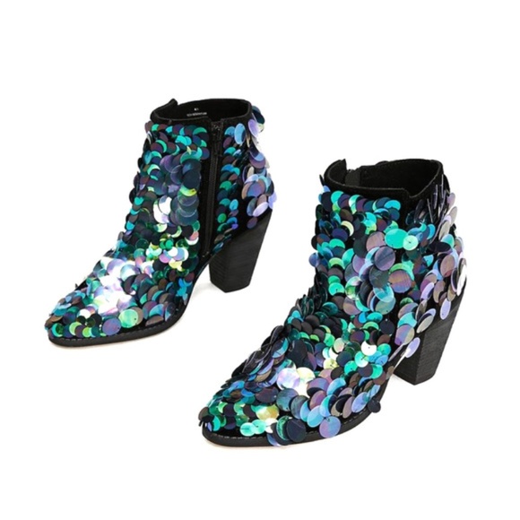 Free People Shoes - FREE PEOPLE Out Til Dawn Sequin Mermaid Boots Sz 8